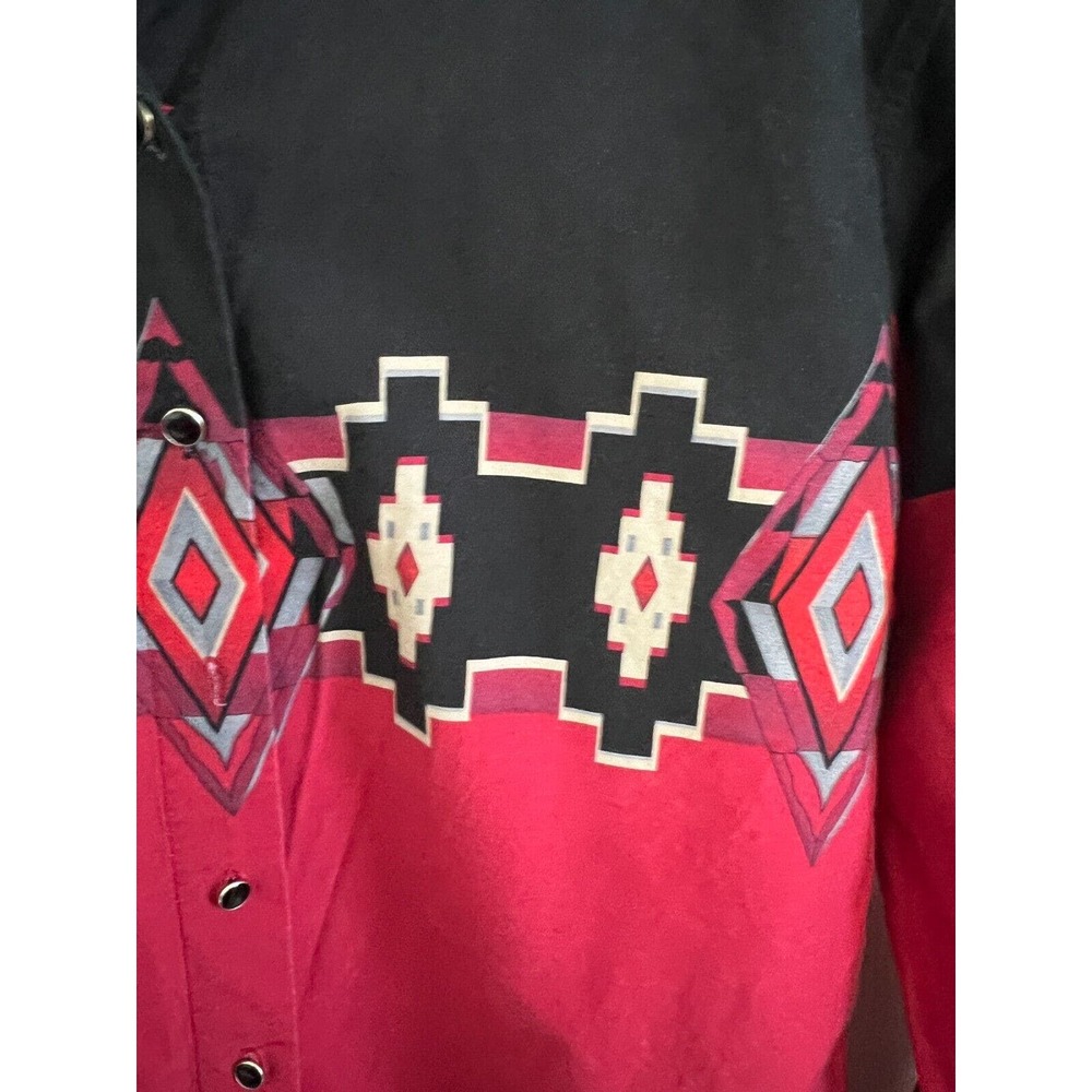 Vtg CUMBERLAND OUTFITTERS Womens Western Shirt Red/Black Button Up Long Sleeve L - Picture 3 of 5